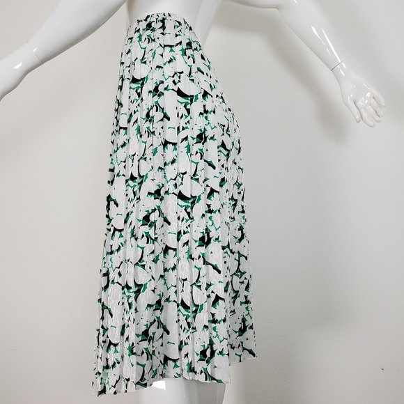 Vintage Dresses & Skirts - HELD Vintage 80's White Floral High Pleated Midi Skirt